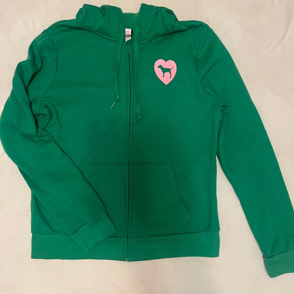 NWT Zip Up Womens Hoodie, Pink Dog,